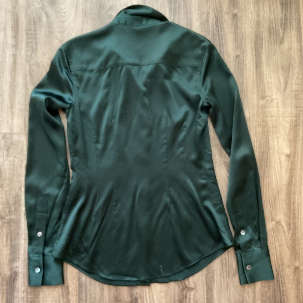 Theory Perfect Fitted Button-Front Stretch-Satin … - image 6